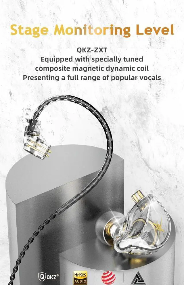 Alt view image 3 of 7 - Newest QKZ ZXT MT1 In Ear Earphone Dynamic DJ Monitor IEM Ea