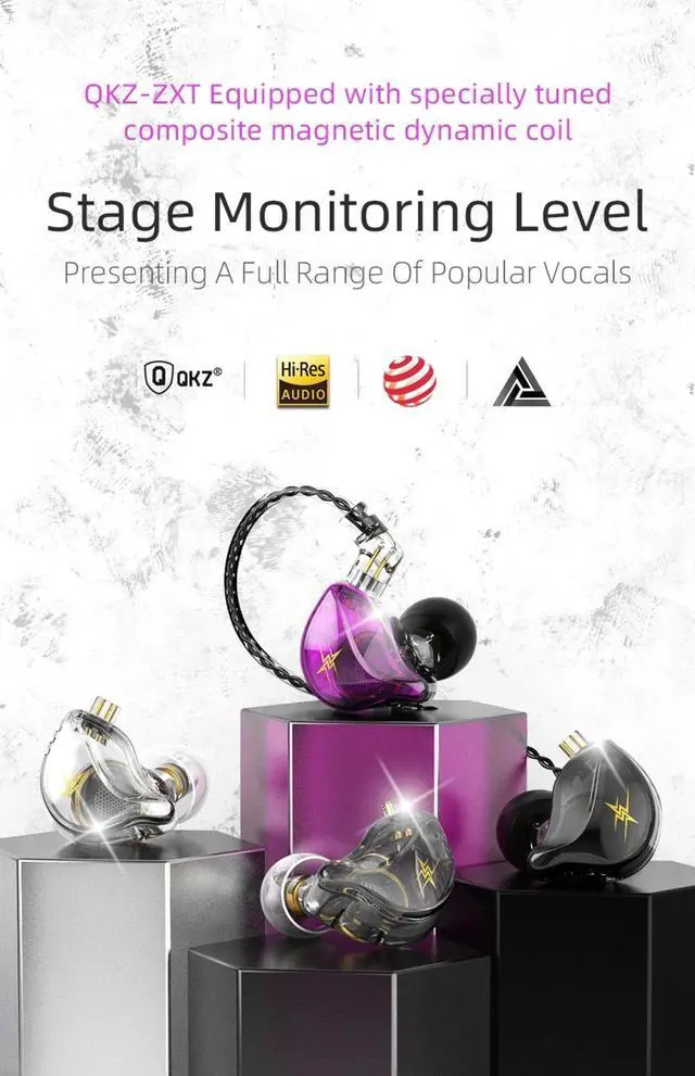 Alt view image 4 of 7 - Newest QKZ ZXT MT1 In Ear Earphone Dynamic DJ Monitor IEM Ea