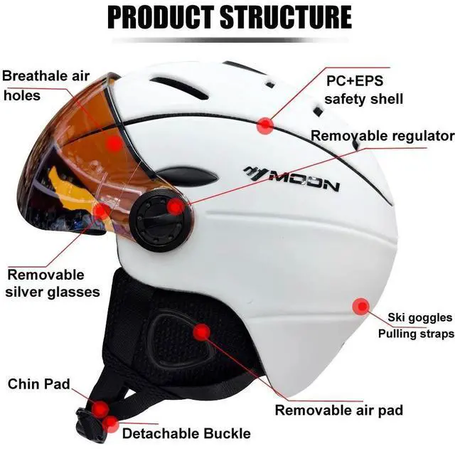 Alt view image 2 of 7 - MOON Skiing Helmet With Goggles PC+EPS High-Quality Ski Helm