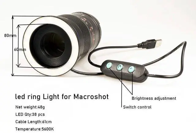 Main image of LED Macro Ring Light for Canon Nikon DSLR Camera Lens Includ
