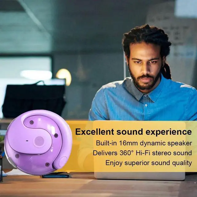 Alt view image 3 of 7 - Open-Ear T26pro Earphones Wireless Bluetooth 5.0 AI Headphon