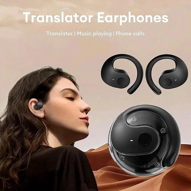 Alt view image 5 of 7 - Open-Ear T26pro Earphones Wireless Bluetooth 5.0 AI Headphon
