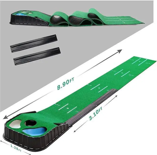 Alt view image 3 of 7 - PGM Golf Indoor Putting Mat Putter Trainer Green Carpet Prac