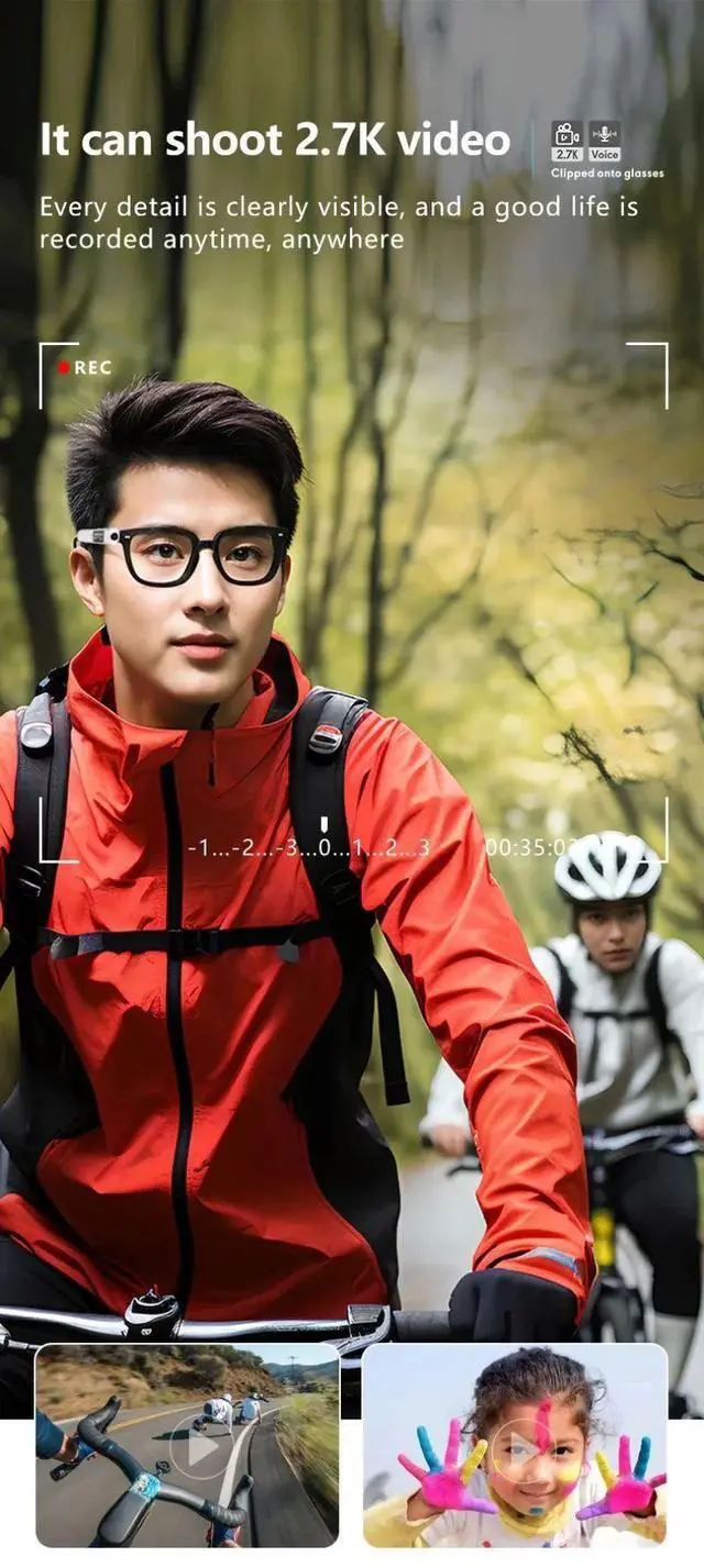 Alt view image 3 of 7 - 2.7K HD Camera Glasses Outdoor Sports Camera WiFi Motorcycle