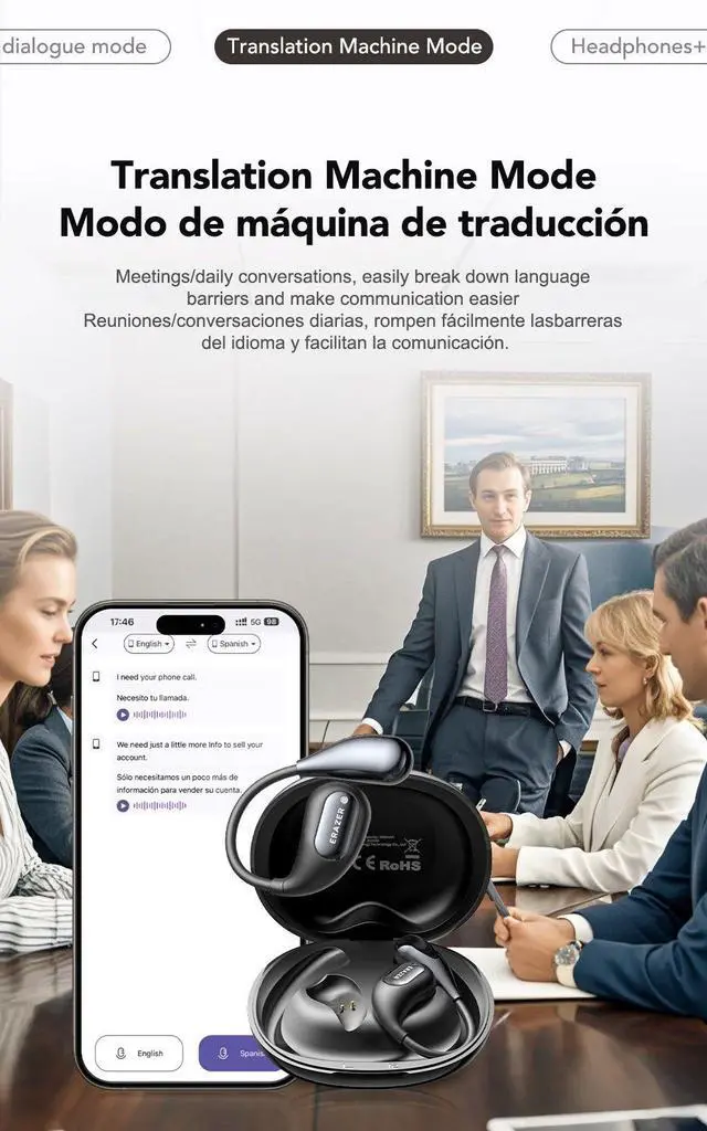 Alt view image 5 of 7 - [AI Earphone] Bluetooth Earphones ERAZER XP7 Wireless Headph