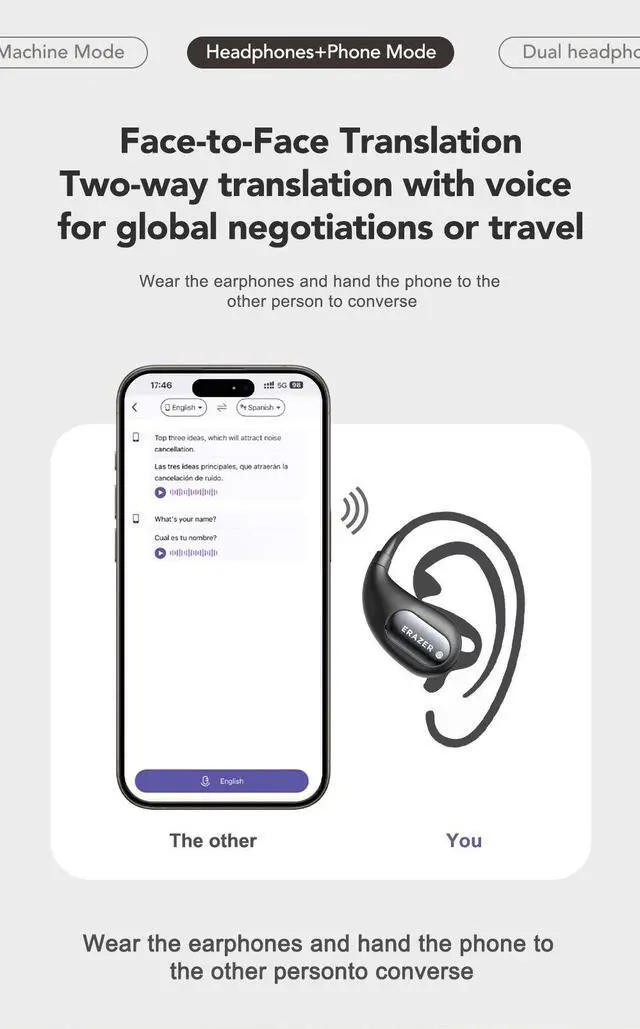 Alt view image 6 of 7 - [AI Earphone] Bluetooth Earphones ERAZER XP7 Wireless Headph