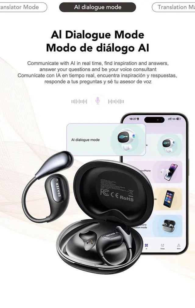 Alt view image 3 of 7 - [AI Earphone] Bluetooth Earphones ERAZER XP7 Wireless Headph