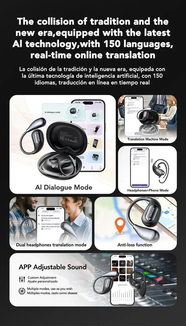 Alt view image 2 of 7 - [AI Earphone] Bluetooth Earphones ERAZER XP7 Wireless Headph