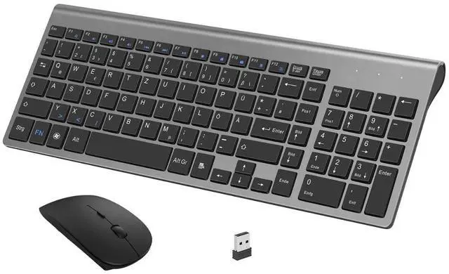 Alt view image 4 of 7 - German Wireless QWERTZ Keyboard and Mouse Combo Ultra Slim 2