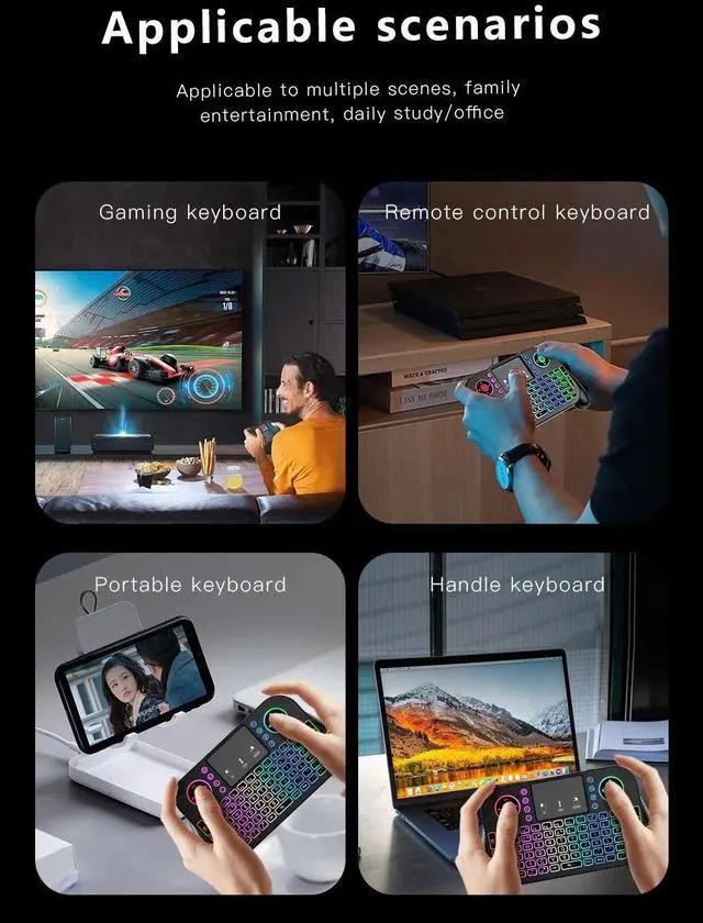 Alt view image 7 of 7 - Mini Wireless Keyboard V8 7 Backlit 2.4G Bluetooth Air Mouse