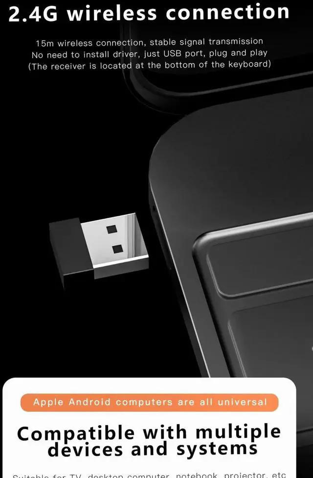 Alt view image 5 of 7 - Mini Wireless Keyboard V8 7 Backlit 2.4G Bluetooth Air Mouse