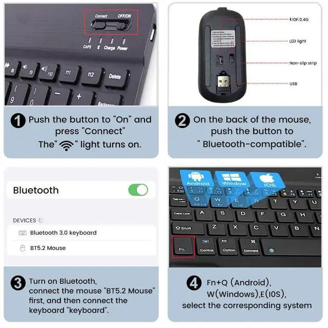Alt view image 7 of 7 - Spanish French Bluetooth Wireless Keyboard Azerty Russian Ko