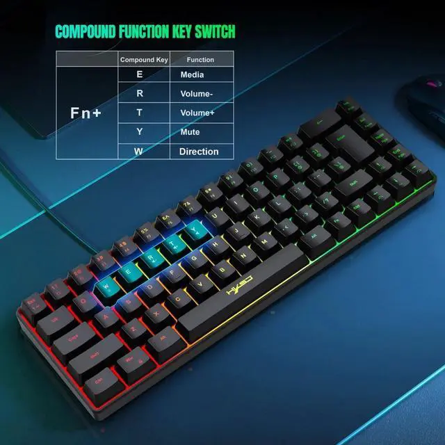 Alt view image 5 of 7 - HXSJ V200 Wired K68 RGB Sreamer Mini Gaming Keyboard 19-Key