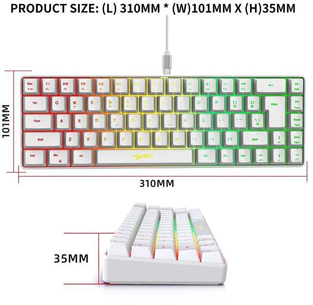Alt view image 2 of 7 - HXSJ V200 Wired K68 RGB Sreamer Mini Gaming Keyboard 19-Key