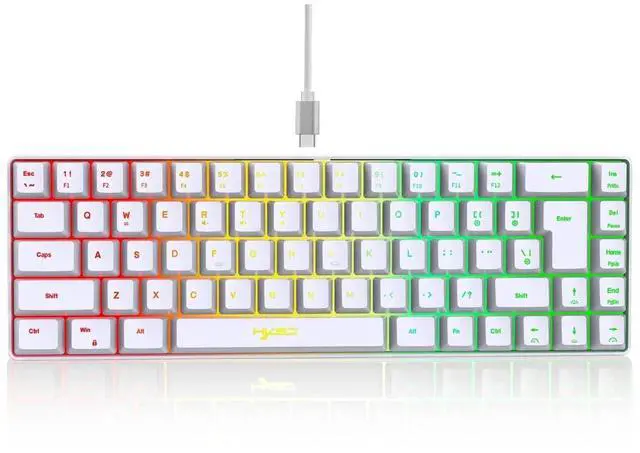 Alt view image 7 of 7 - HXSJ V200 Wired K68 RGB Sreamer Mini Gaming Keyboard 19-Key