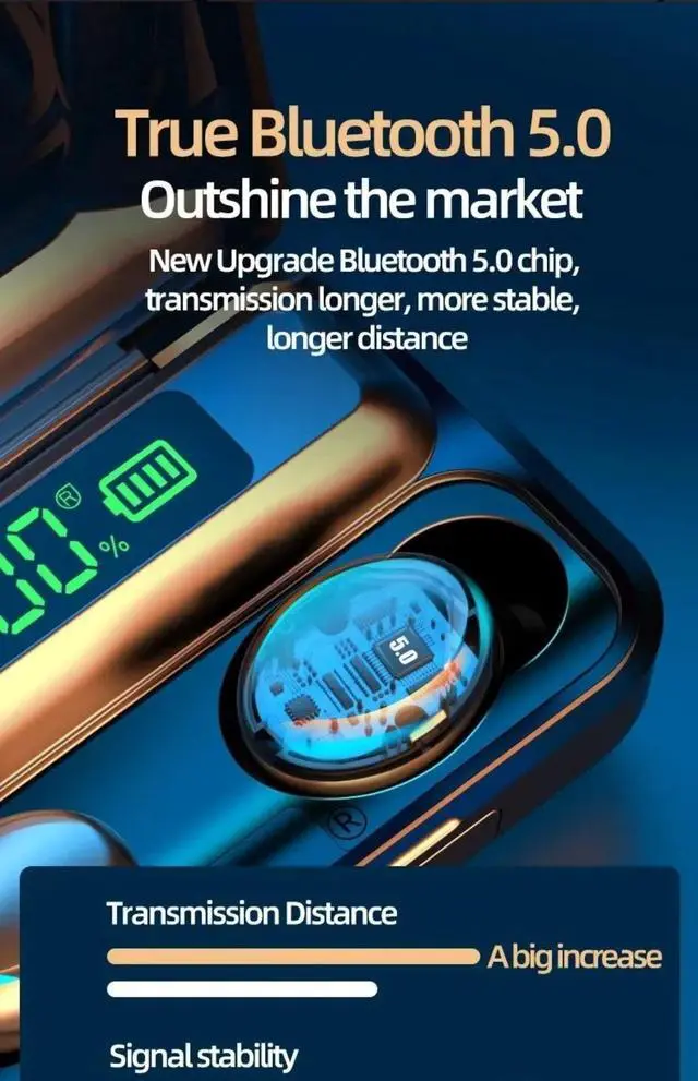 Alt view image 6 of 7 - F9 Wireless Earphones Bluetooth TWS LED Dislpaly Binaural He