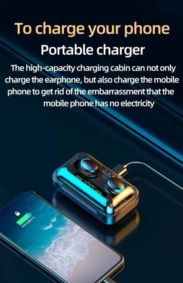 Alt view image 7 of 7 - F9 Wireless Earphones Bluetooth TWS LED Dislpaly Binaural He