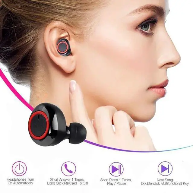 Alt view image 6 of 7 - Y50 TWS Wireless Headphones Sport Earphone Bluetooth Gaming