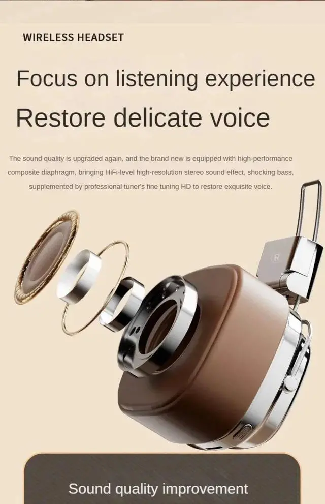 Alt view image 7 of 7 - 2024 New Retro On Ear Headphones Wireless Bluetooth Headsets