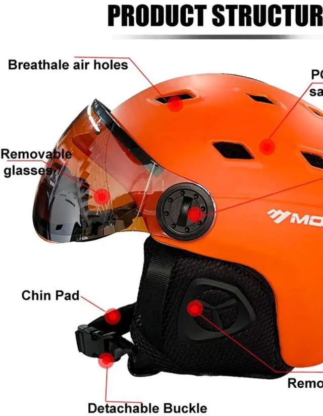 Alt view image 2 of 7 - MOON Goggles Skiing Helmet Integrally-Molded PC+EPS High-Qua