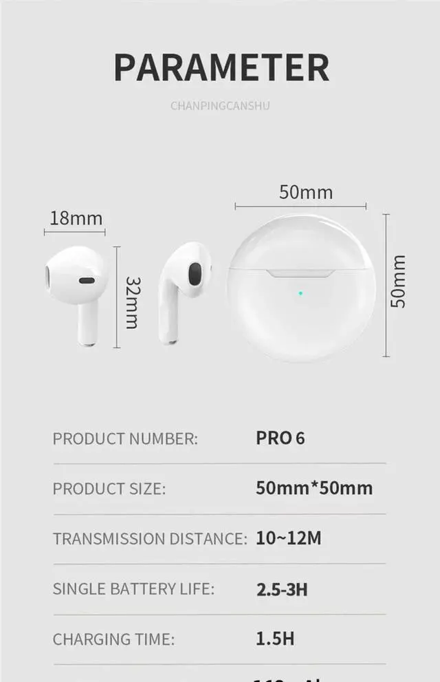 Alt view image 6 of 7 - PRO 6 Wireless Bluetooth Headset 5.3 Bluetooth Protocol Earp
