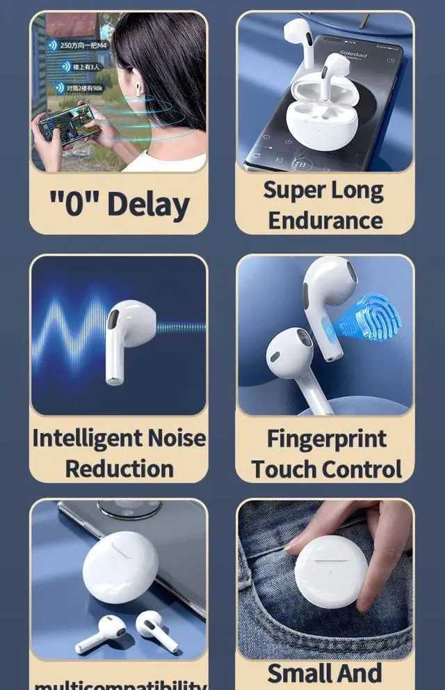 Alt view image 3 of 7 - PRO 6 Wireless Bluetooth Headset 5.3 Bluetooth Protocol Earp