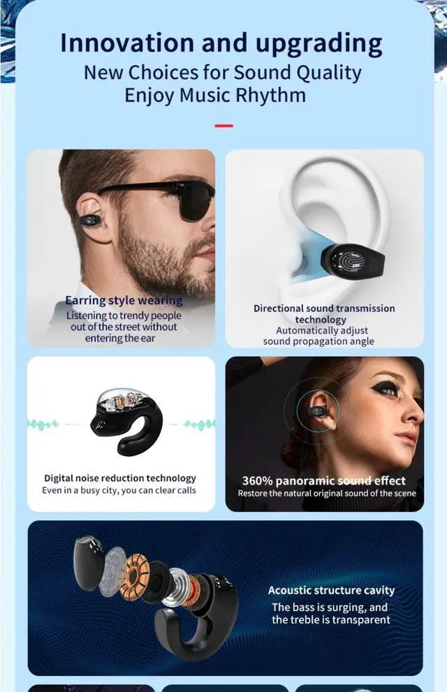 Alt view image 2 of 7 - Wireless Headphones Bluetooth 5.3 Earphones With Mic Single