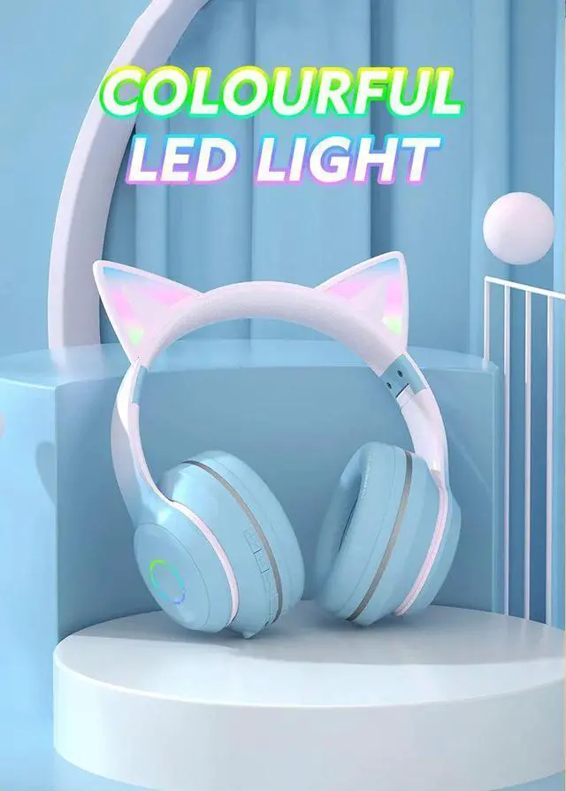 Alt view image 4 of 7 - Gradient LED Glow Headphones with Cat Ear Design, Wireless B