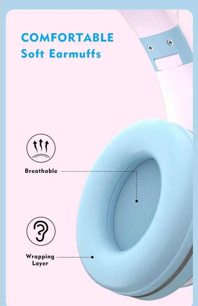 Alt view image 7 of 7 - Gradient LED Glow Headphones with Cat Ear Design, Wireless B