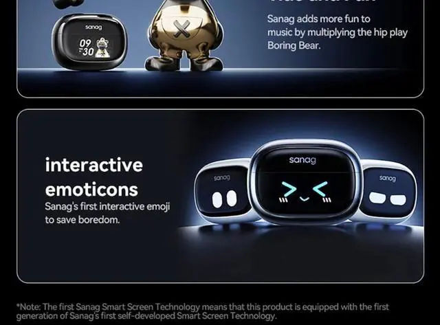 Alt view image 4 of 7 - Sanag S3 Pro AI Smart Screen Bluetooth Earphone 360 ° Stere