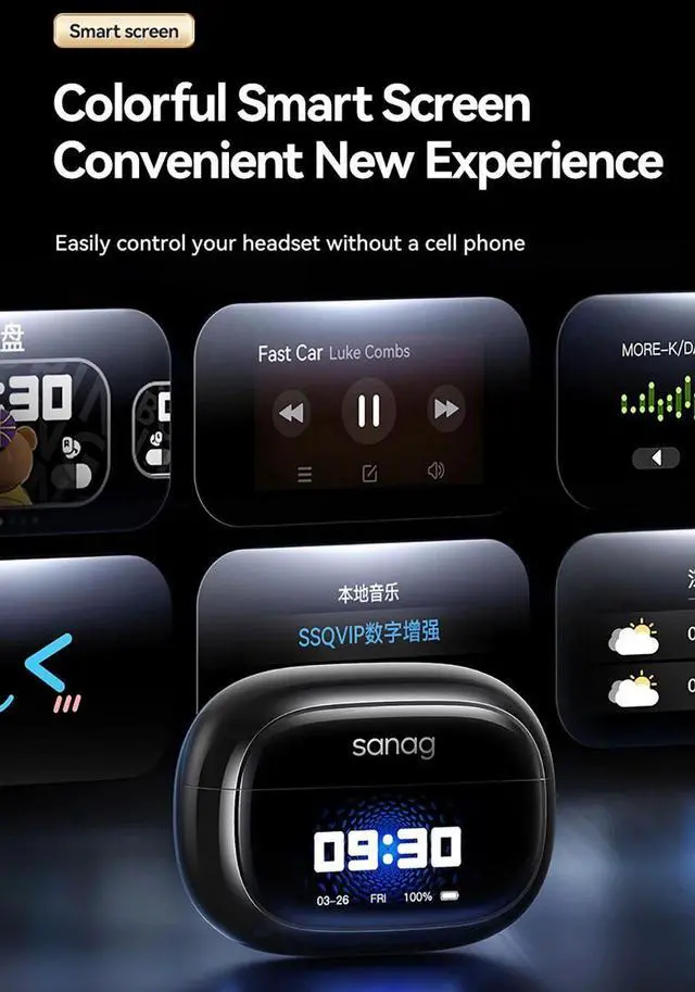 Alt view image 5 of 7 - Sanag S3 Pro AI Smart Screen Bluetooth Earphone 360 ° Stere