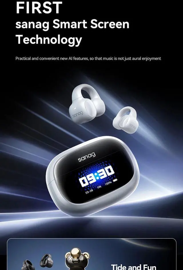 Alt view image 3 of 7 - Sanag S3 Pro AI Smart Screen Bluetooth Earphone 360 ° Stere
