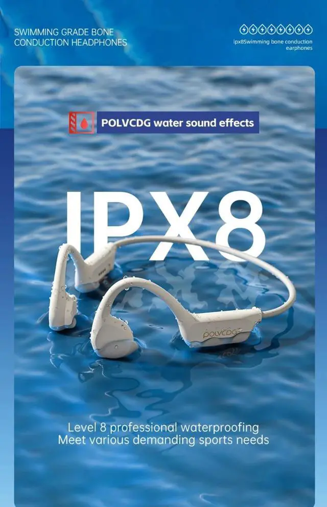 Alt view image 3 of 7 - POLVCDG Bone Conduction Headset IPX8 32GB Bluetooth 5.3 Wire