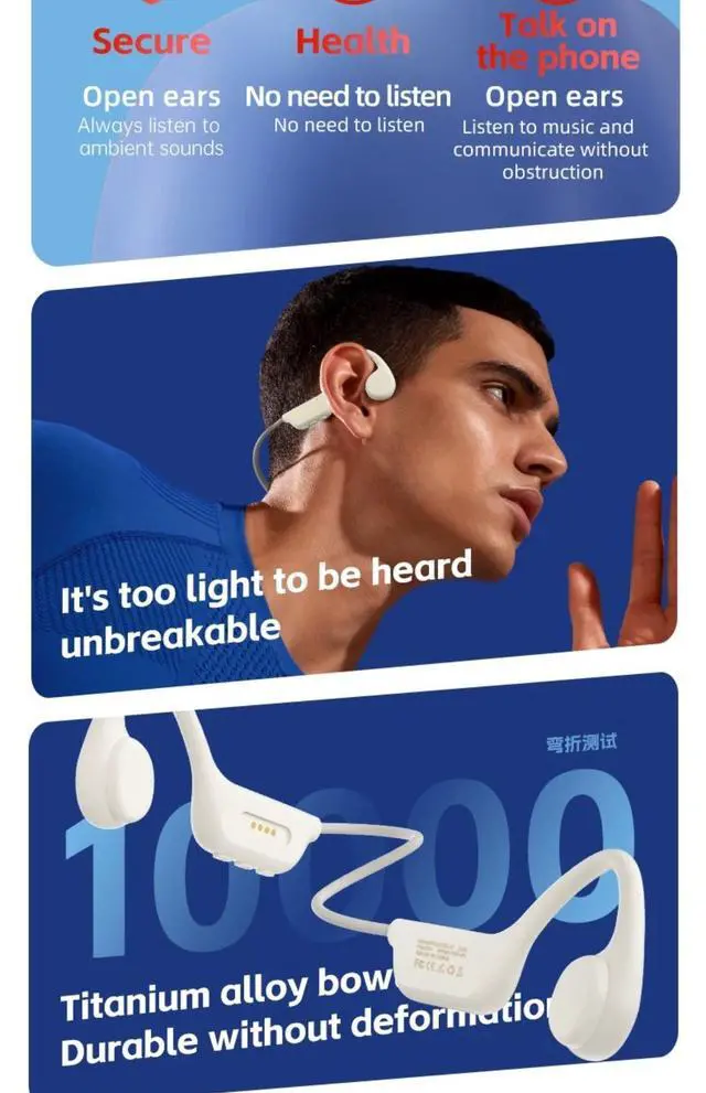 Alt view image 6 of 7 - POLVCDG Bone Conduction Headset IPX8 32GB Bluetooth 5.3 Wire