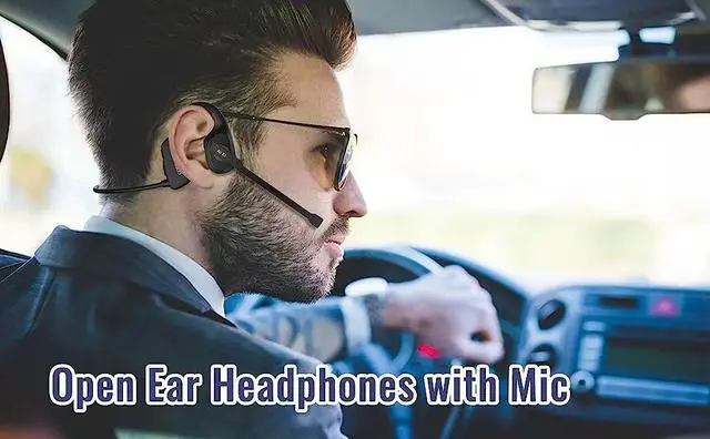 Alt view image 3 of 7 - Open-Ear Headsets with Noise Canceling Boom Microphone Light