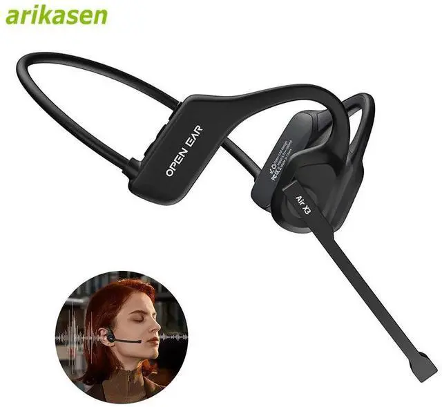 Alt view image 2 of 7 - Open-Ear Headsets with Noise Canceling Boom Microphone Light