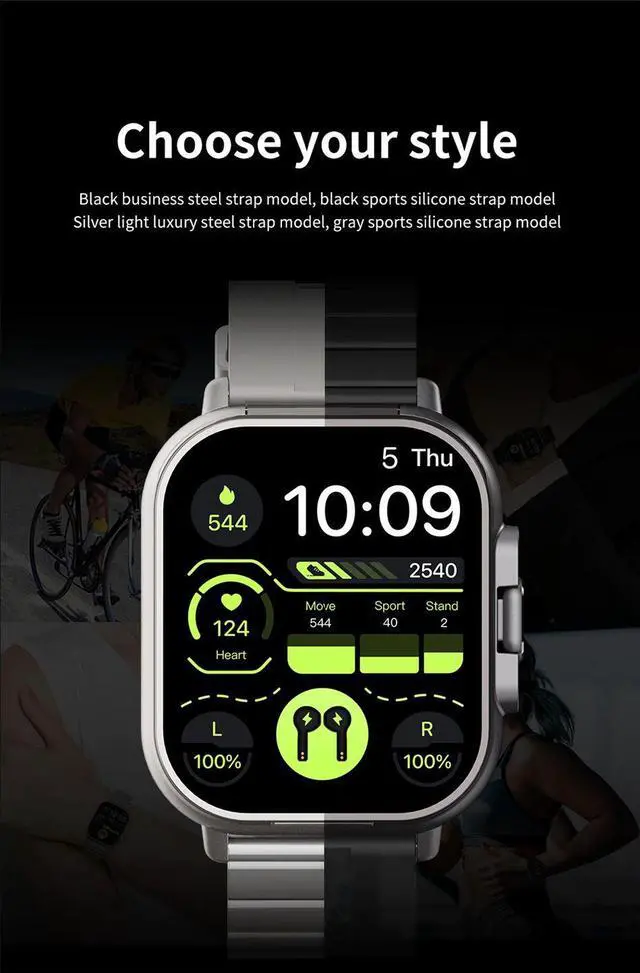 Alt view image 7 of 7 - 2024 Smart Watch 2 in 1 With Earphone Smartwatch Bluetooth C