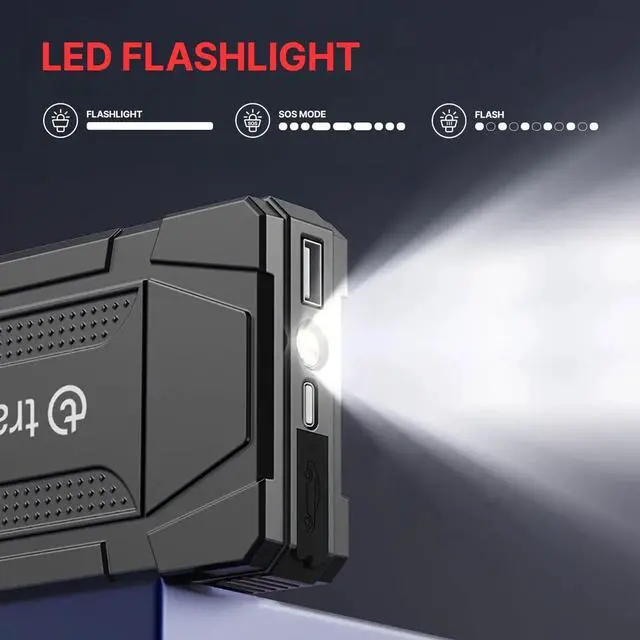 Alt view image 4 of 6 - Portable 800A Peak Smart Jump Starter & Power Bank with Emer