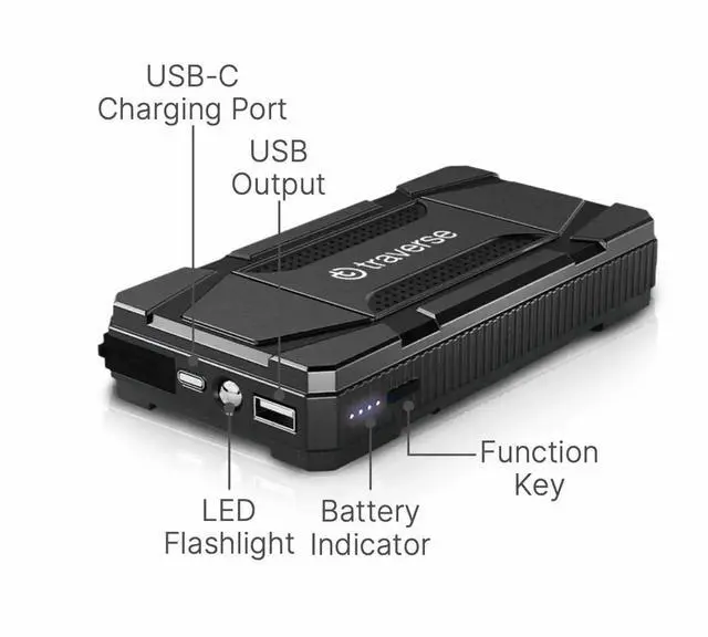 Alt view image 6 of 6 - Portable 800A Peak Smart Jump Starter & Power Bank with Emer