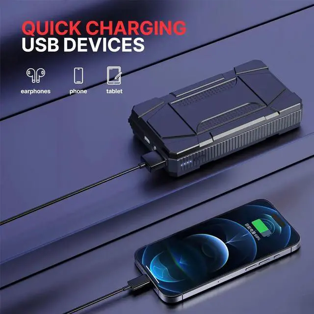 Alt view image 5 of 6 - Portable 800A Peak Smart Jump Starter & Power Bank with Emer