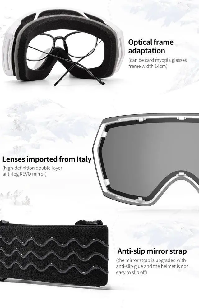Alt view image 5 of 7 - COPOZZ Ski Goggles Men Women UV400 Anti-fog Ski Eyewear Snow