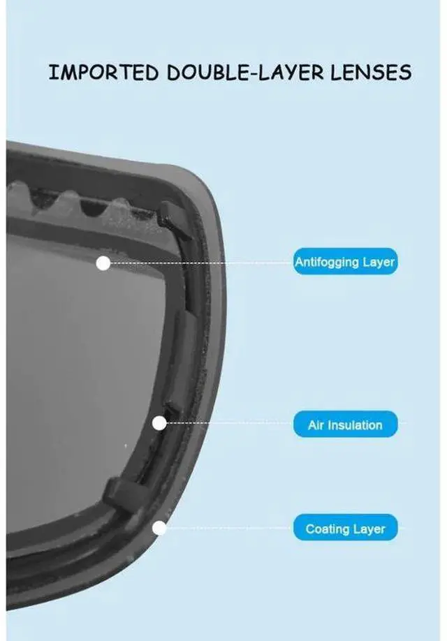 Alt view image 6 of 7 - KUFUN Ski Goggles Double Layers Anti-fog UV400 Snowboard Sno