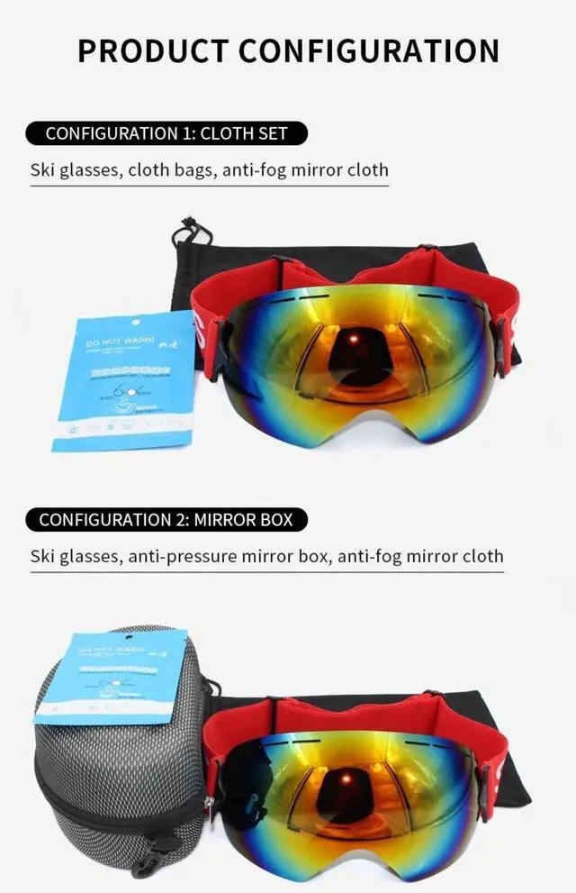 Alt view image 3 of 7 - LIGHTWEIGHT Professional Ski Goggles Men UV400 Adult anti-fo