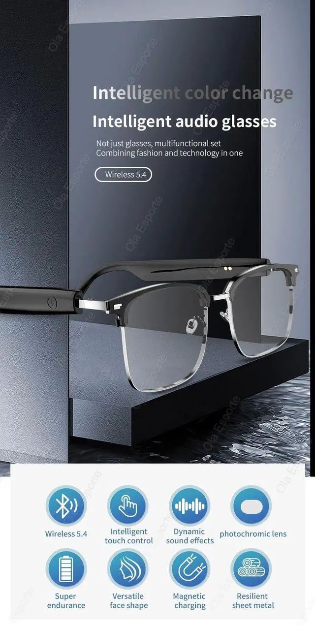 Alt view image 3 of 7 - Ola Esporte Bluetooth Smart Glasses Automatic Adjustment AI