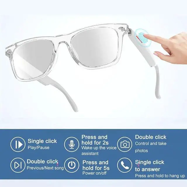 Alt view image 3 of 7 - Smart translation bluetooth Glasses 144 Languages Real-Time