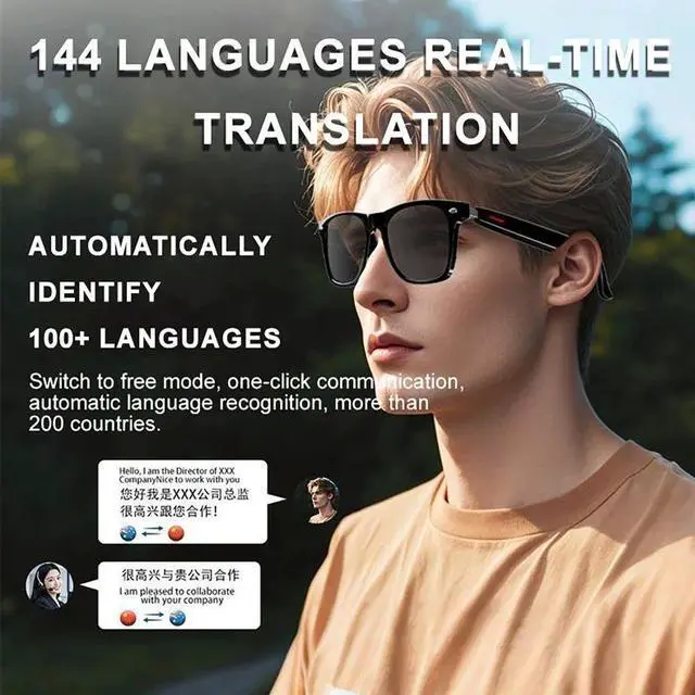 Alt view image 4 of 7 - Smart translation bluetooth Glasses 144 Languages Real-Time
