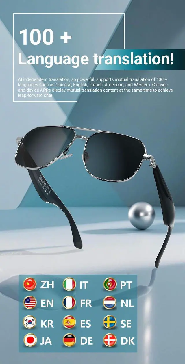 Alt view image 4 of 7 - Smart Glasses AI Translation Glasses 100+ Languages Real-tim