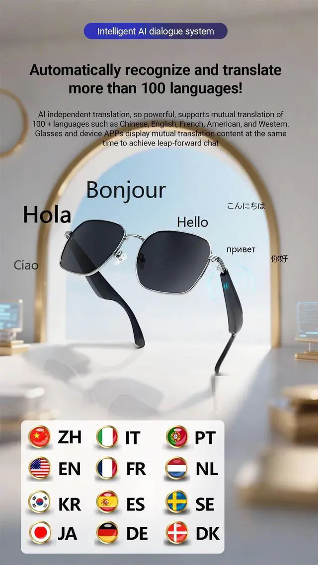 Alt view image 3 of 7 - Fashion AI Smart Translate Glasses Dialogue Translation Play