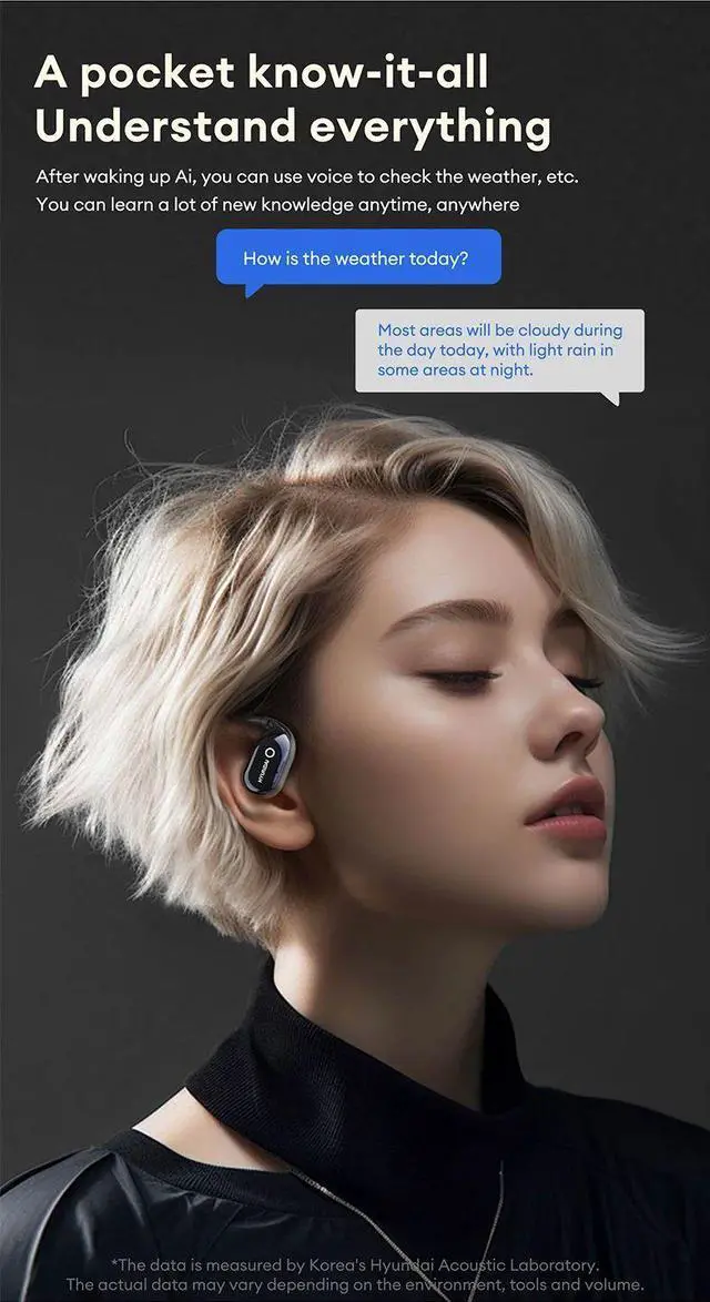 Alt view image 6 of 7 - Choice HYUNDAI HY-Q18 PRO Open Ear AI Bluetooth 5.4 Earphone