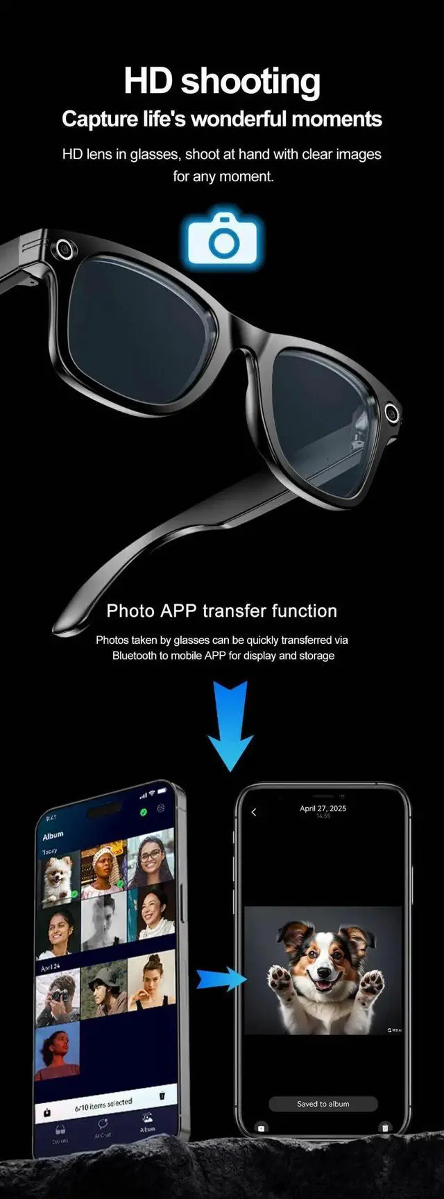 Alt view image 4 of 7 - 2025 New AI Photography Video Smart Glasses Intelligent Inte